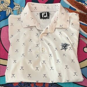 FootJoy White Polo with Navy Crossed Clubs